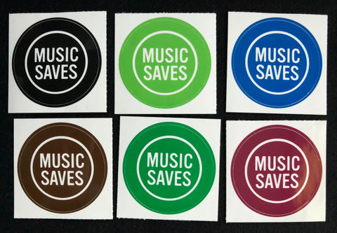 Little MUSIC SAVES logo stickers