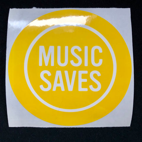 MUSIC SAVES yellow logo stickers